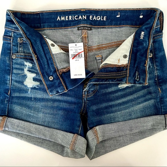 American Eagle (AE) Next Level Midi Denim Shorts - Picture 3 of 4